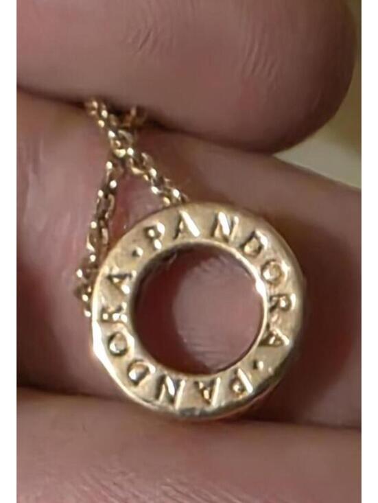 Pandora Ale Mei Rose Gold Plated 925 Circle Pendant Necklace with Clear Crystals - Picture 5 of 7